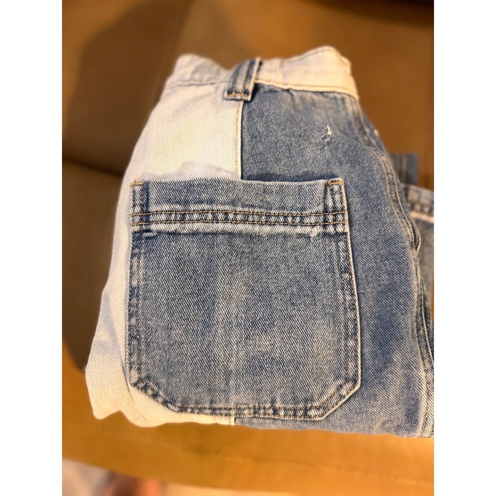 PacSun Two Tone Colorblock Cargo Jeans Womens 25 Blue Denim Straight Leg Pants